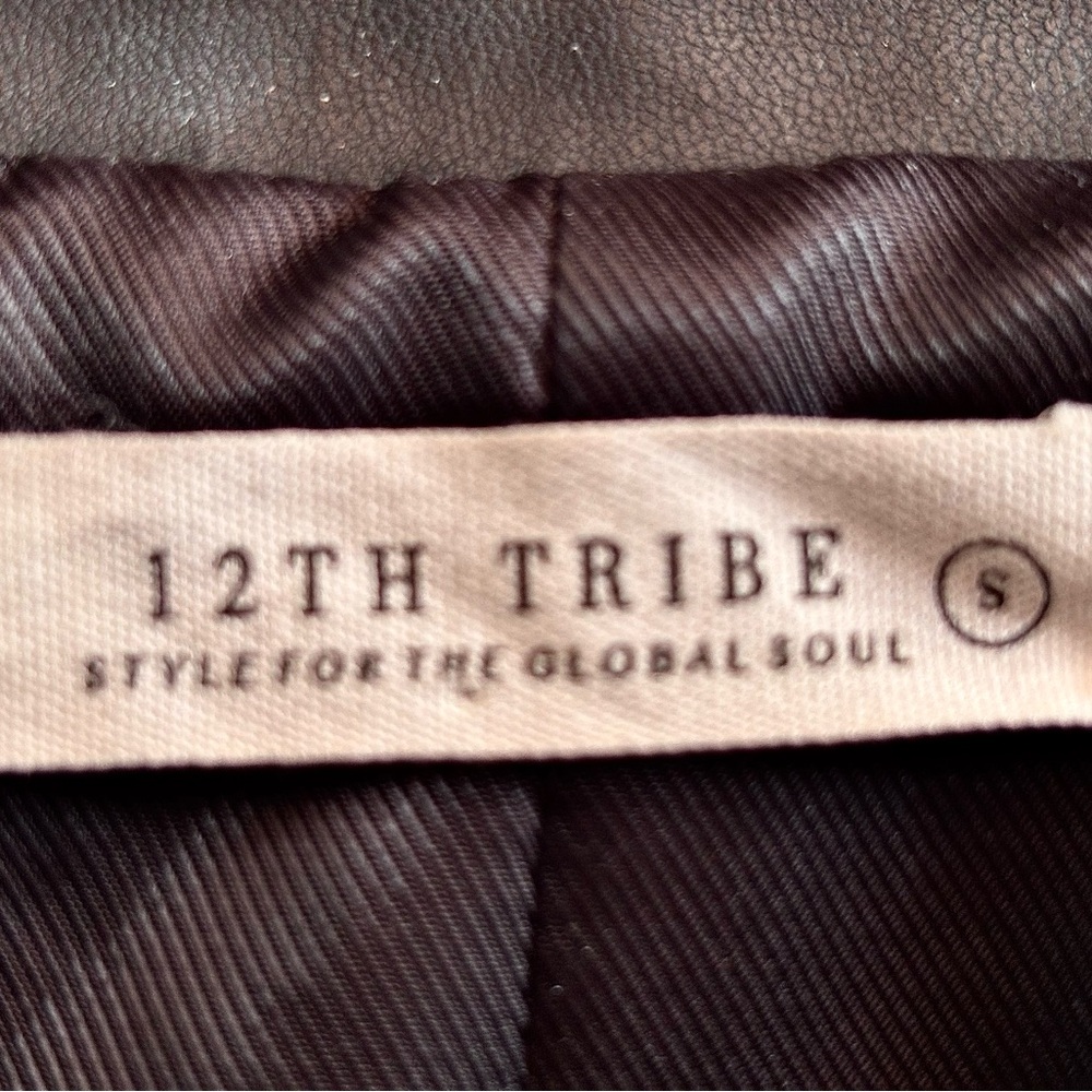 12th Tribe Black Faux Leather Moto Jacket with Silver Hardware - Picture 3 of 3